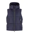 Tatras 'melko' Blue Sleeveless Down Jacket With Hood And Logo Patch In Black
