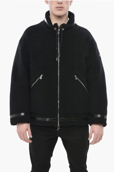 Tatras Solid Down Jacket With Mixed-wool Exterior And Faux-leather