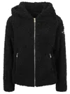 Tatras Faux Fur Ipama Jacket With Hood And Golden Effect Details In Black