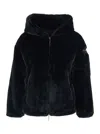 Tatras Yumola Black Jacket With Drawstring Hood And Logo Patch On The Sleeve In Ecofur Woman In Black