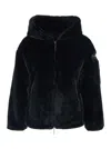 Tatras Yumola Black Jacket With Drawstring Hood And Logo Patch On The Sleeve In Ecofur Woman In Black