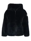 Tatras Yumola Black Jacket With Drawstring Hood And Logo Patch On The Sleeve In Ecofur Woman In Black