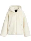 Tatras Yumola White Jacket With Drawstring Hood And Logo Patch On The Sleeve In Ecofur Woman In Neutral