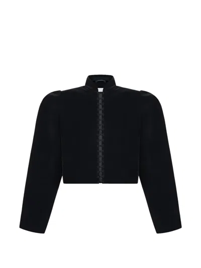 Tatuna Puff-sleeved Velvet Jacket In Black