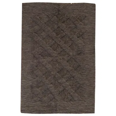 Pre-owned Taurus Collection Modern Geometric Brown Goat Hair Rug By Doris Leslie Blau