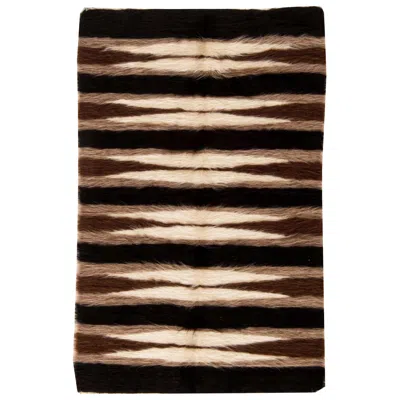 Pre-owned Taurus Collection Striped Goat Hair Rug By Doris Leslie Blau In Black