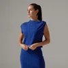 Tavi Brushed Tec Knit Asymmetrical Tee In Blue