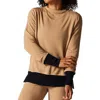Tavi Cozy Funnel Neck Sweatshirt In Brown