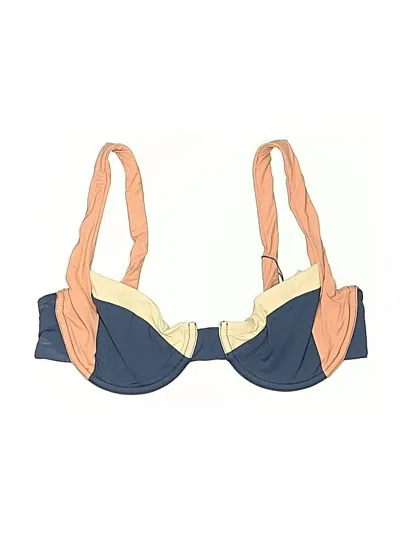 Pre-owned Tavik Swimsuit Top Blue Color Block Pattern Swimwear
