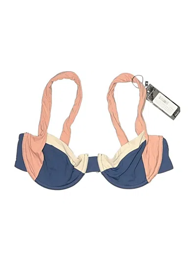 Pre-owned Tavik Swimsuit Top Blue Color Block Pattern Swimwear