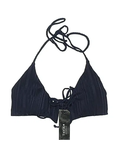 Tavik Swimsuit Top Blue Solid Pattern Swimwear