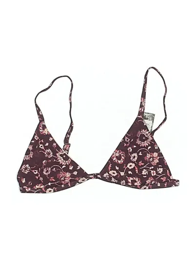 Pre-owned Tavik Swimsuit Top Burgundy Floral Pattern Swimwear