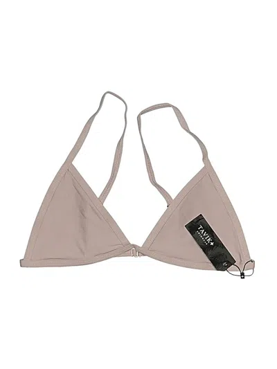 Tavik Swimsuit Top Tan Solid Pattern Swimwear