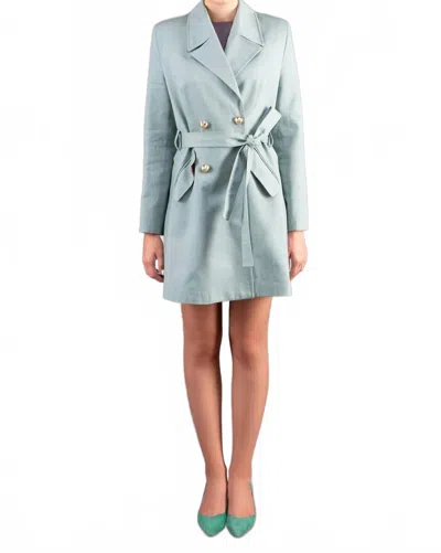 Tavrovska Double Breasted Duster Coat In Mint Blue