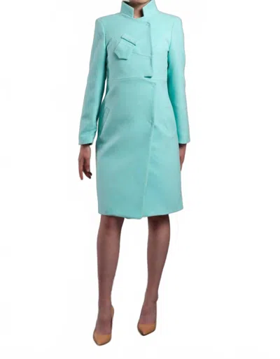 Tavrovska High Neck Single Breasted Coat In Mint In Green