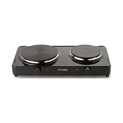 Tayama Dual Burner Black Diecast Hot Plate With Temperature Controls