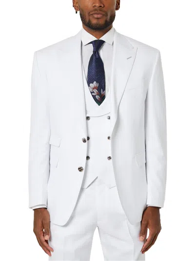 Tayion By Montee Holland Acontour Mens Woven Long Sleeves Two-button Blazer In White