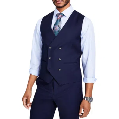 Tayion By Montee Holland Mens Paisley Wool Suit Vest In Blue