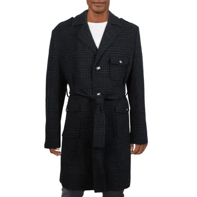 Tayion By Montee Holland Mens Plaid Polyester Overcoat