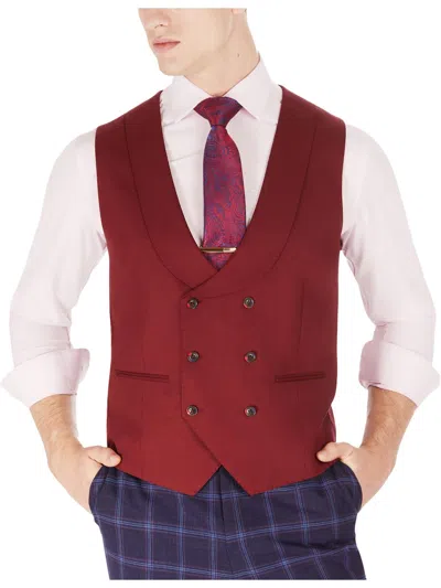 Tayion By Montee Holland Mens Vest Satin Collarless Blazer In Red