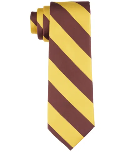 Tayion Collection Men's Brown Gold Stripe Tie