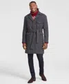 Tayion Collection Men's Classic-fit Birdseye Grey Overcoat In Grey,taupe