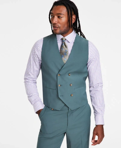 Tayion Collection Men's Classic Fit Double-breasted Suit Vest In Green