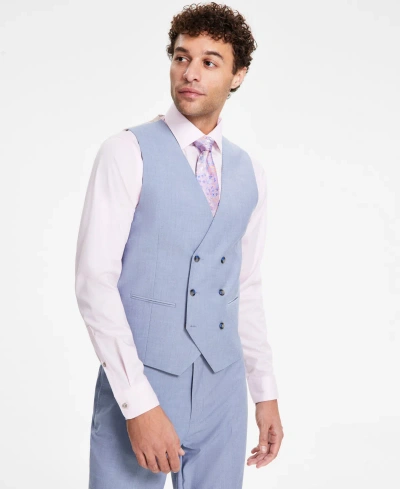 Tayion Collection Men's Classic Fit Double-breasted Suit Vest In Light Blue