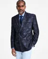 Tayion Collection Men's Classic-fit Jacquard Double-breasted Dinner Jacket In Blue,navy