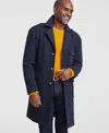 Tayion Collection Men's Classic-fit Plaid Overcoat In Black,navy