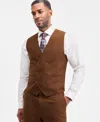 Tayion Collection Men's Classic-fit Solid Double-breasted Suit Separate Vest In Brown
