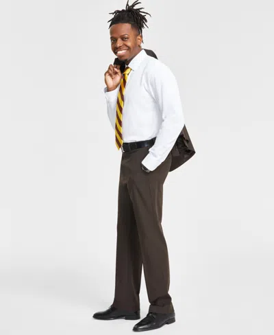 Tayion Collection Men's Classic-fit Solid Suit Separate Pants In Brown
