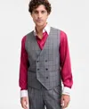 Tayion Collection Men's Classic-fit Windowpane Double-breasted Suit Separate Vest In Multi