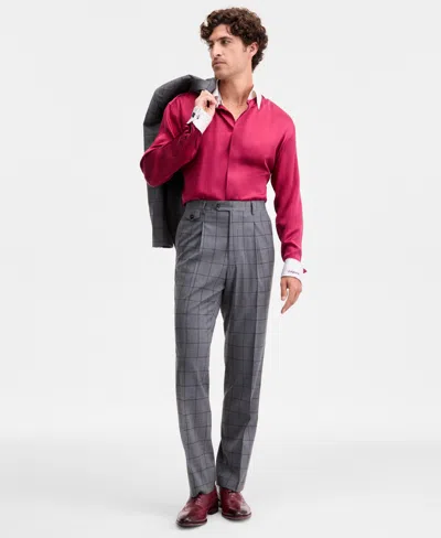 Tayion Collection Men's Classic-fit Windowpane Suit Pants In Gray
