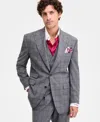 Tayion Collection Men's Classic-fit Windowpane Suit Separate Jacket In Gray