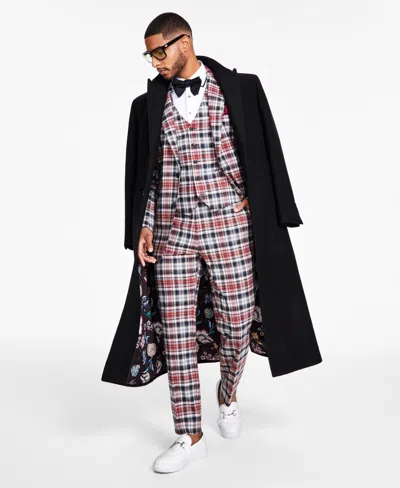 Tayion Collection Men's Classic-fit Wool Blend Overcoats In Black