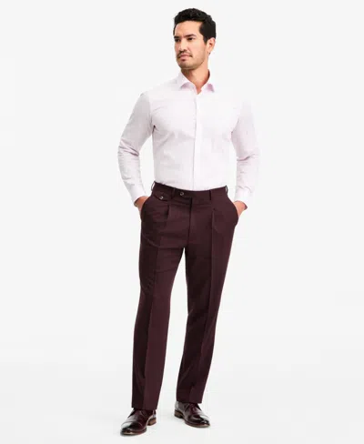 Tayion Collection Men's Classic-fit Burgundy Suit Separate Pants