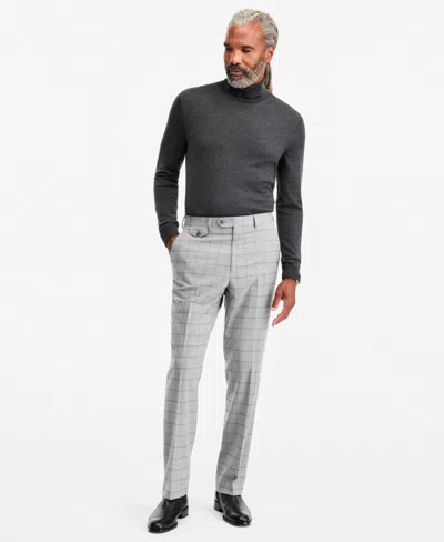 Tayion Collection Men's Classic-fit Gray & Black Check Suit Separate Pants In Animal Print