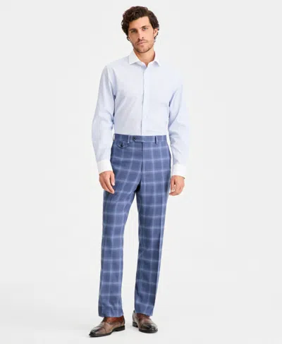 Tayion Collection Men's Classic-fit Navy Plaid Suit Separates Pants In Blue