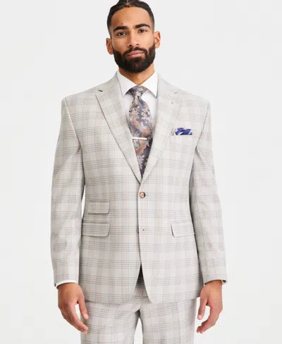 Tayion Collection Men's Classic-fit Plaid Suit Separate Jacket In Gray