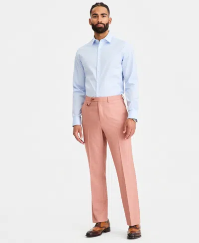 Tayion Collection Men's Classic-fit Rust Solid Suit Separates Pants In Pink