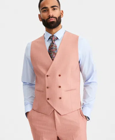 Tayion Collection Men's Classic-fit Rust Solid Suit Separates Vest In Pink
