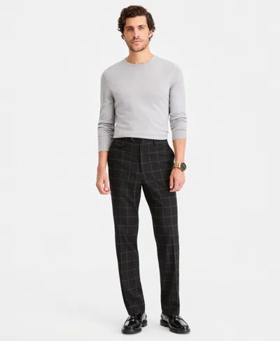 Tayion Collection Men's Classic-fit Windowpane Suit Separates Pants In Black