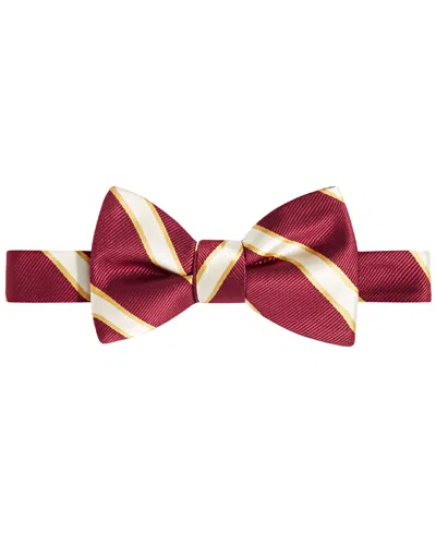 Tayion Collection Men's Crimson & Cream Stripe Bow Tie In Red
