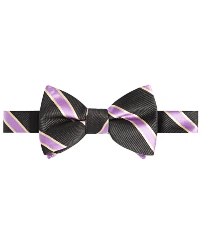 Tayion Collection Men's Purple & Gold Stripe Bow Tie In Black
