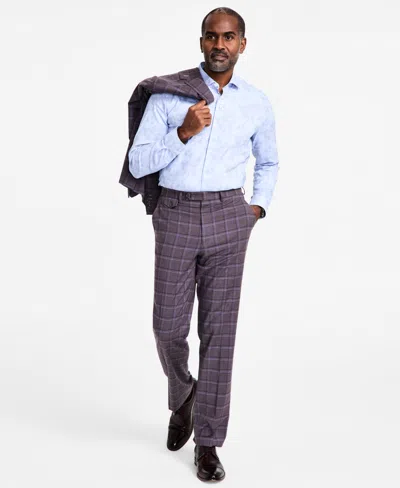 Tayion Collection Men's Regular-fit Suit Pants In Lavender