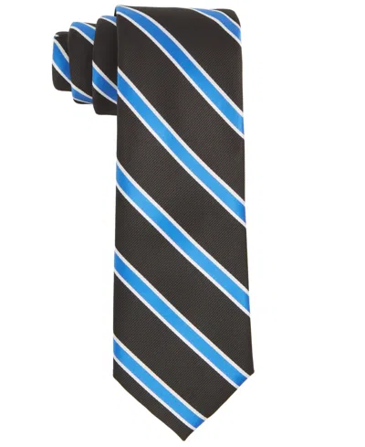 Tayion Collection Men's Royal Blue & White Stripe Tie In Black