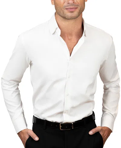 Tayion Collection Men's Slim-fit Dobby Dress Shirt In White