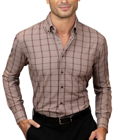 Tayion Collection Men's Slim-fit Dress Shirt In Cream Brown | ModeSens