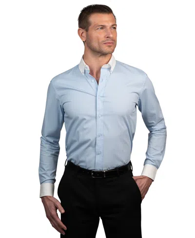 Tayion Collection Men's Slim-fit Dress Shirt In Dark Blue